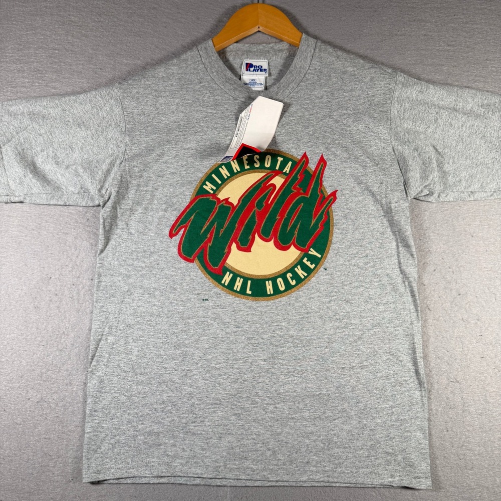 Minnesota‎ Wild NHL Hockey T-Shirt Gray Vintage Kids Pro Player Size 14/16 NWT